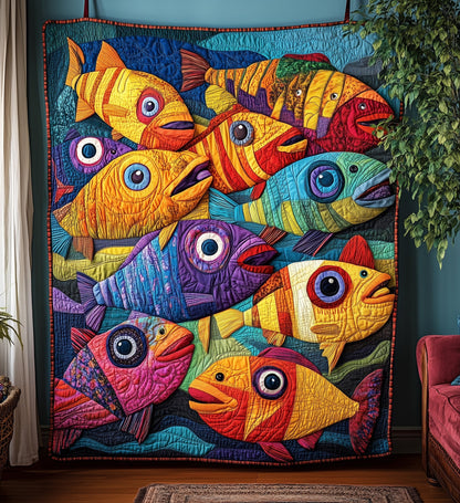 Cheerful Fishes Quilted Blanket GFTONL4252