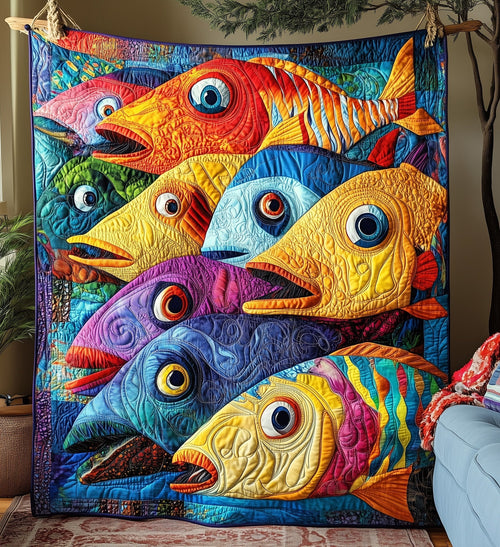 Cheerful Fishes Quilted Blanket GFTONL4253