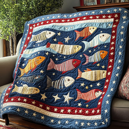 Cheerful Fishes Quilted Blanket GFTONL4255