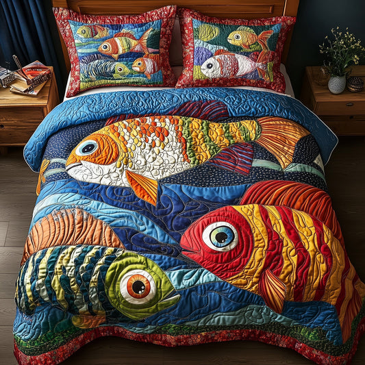 Joyful Fishing 3-Piece Quilted Bedding Set GFTONL4258