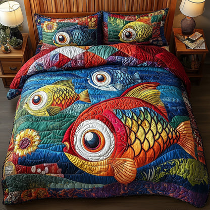 Joyful Fishing 3-Piece Quilted Bedding Set GFTONL4259