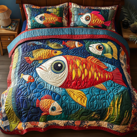 Joyful Fishing 3-Piece Quilted Bedding Set GFTONL4260