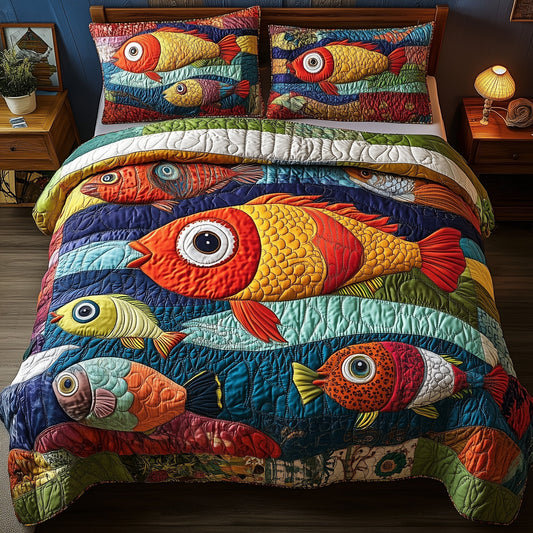 Joyful Fishing 3-Piece Quilted Bedding Set GFTONL4261