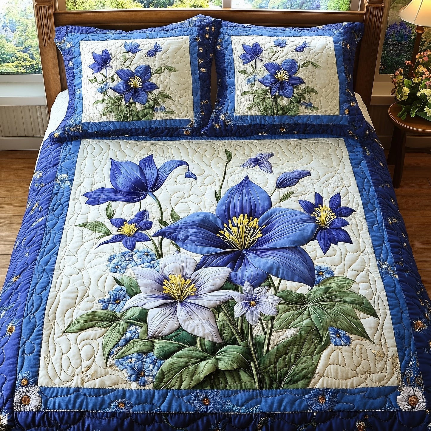 Columbine Charm 3-Piece Quilted Bedding Set GFTONL4282