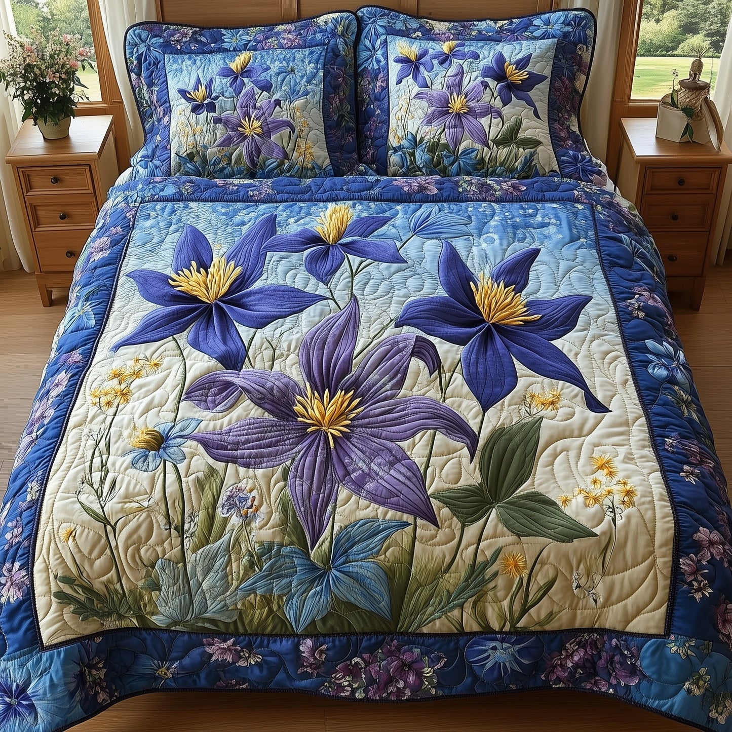 Columbine Charm 3-Piece Quilted Bedding Set GFTONL4285