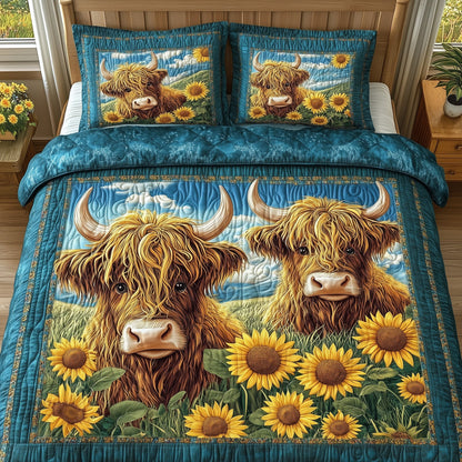 Highland Cow Buddy 3-Piece Quilted Bedding Set GFTONL4293