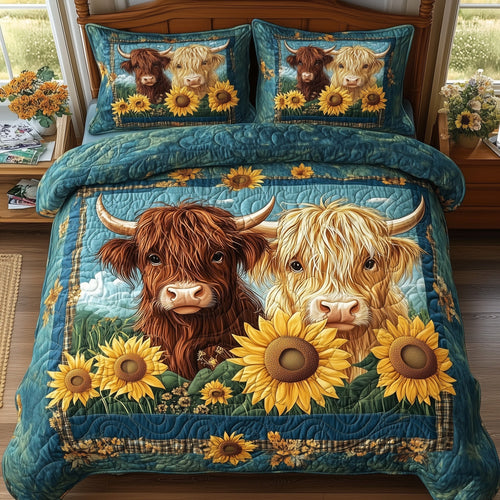 Highland Cow Buddy 3-Piece Quilted Bedding Set GFTONL4294