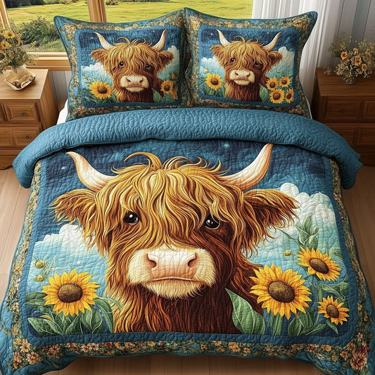 Baby Highland Cow 3-Piece Quilted Bedding Set GFTONL4295