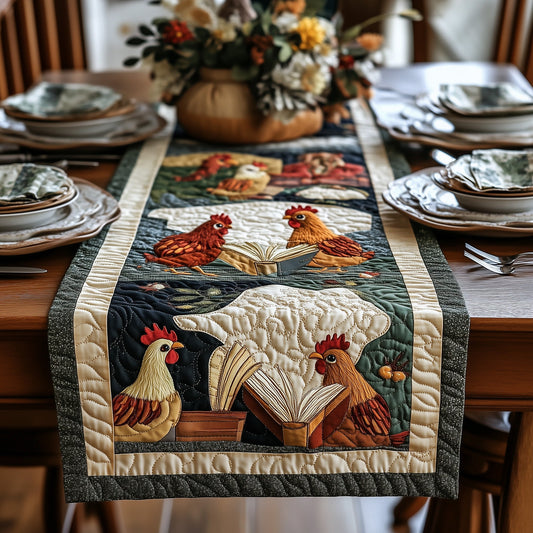 Book and Chicken Quilted Table Runner GFTONL4328