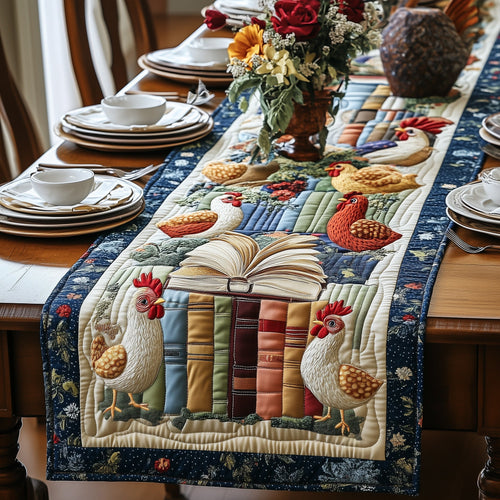Book and Chicken Quilted Table Runner GFTONL4329