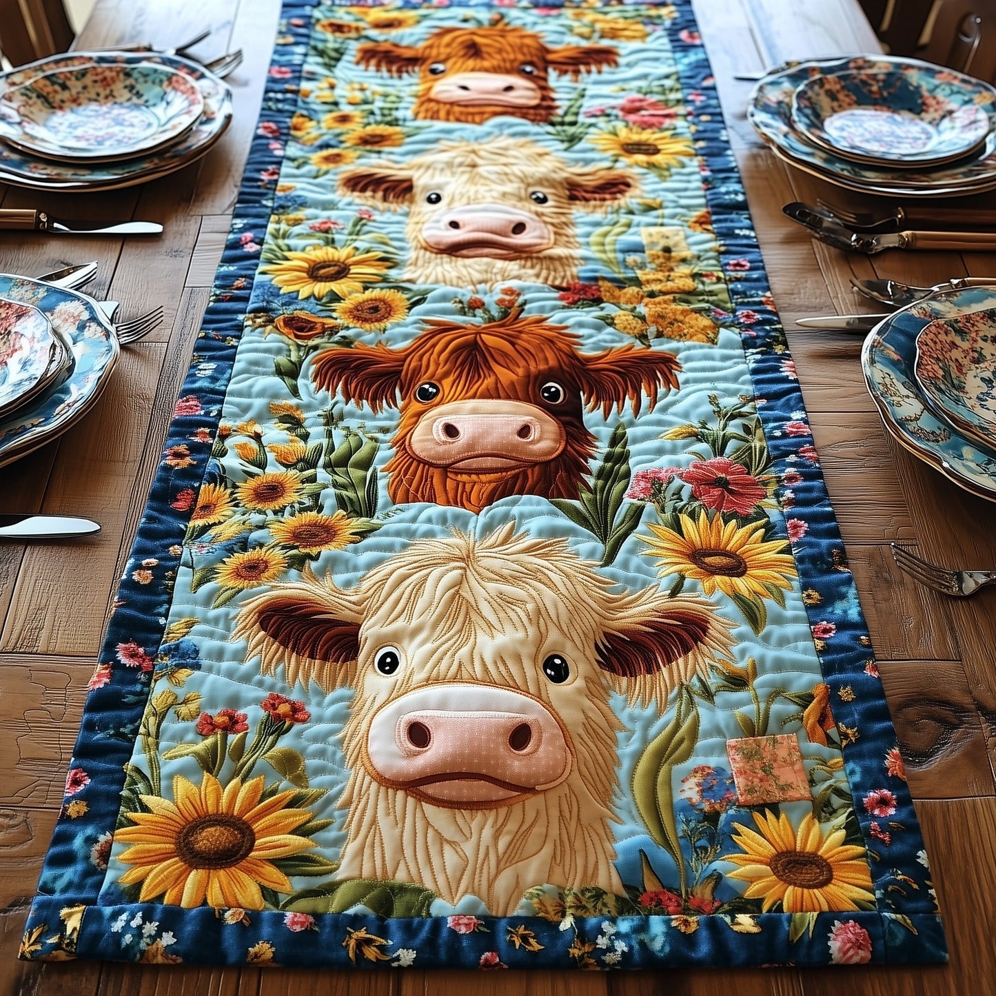 Baby Highland Cow Quilted Table Runner GFTONL4332