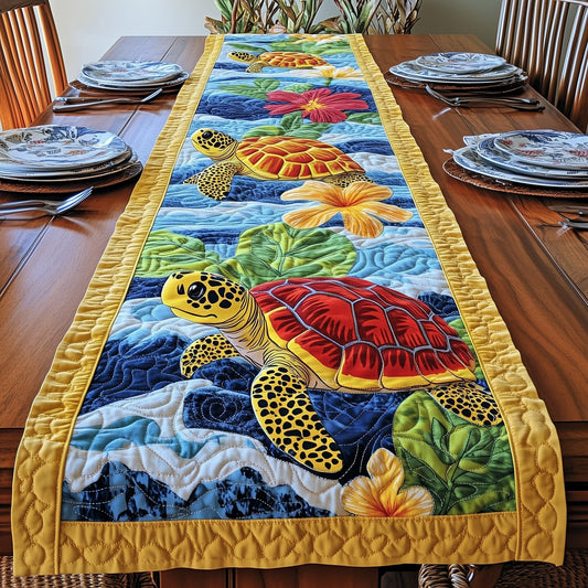 Cheerful Turtle Quilted Table Runner GFTONL4349