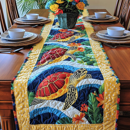 Cheerful Turtle Quilted Table Runner GFTONL4352