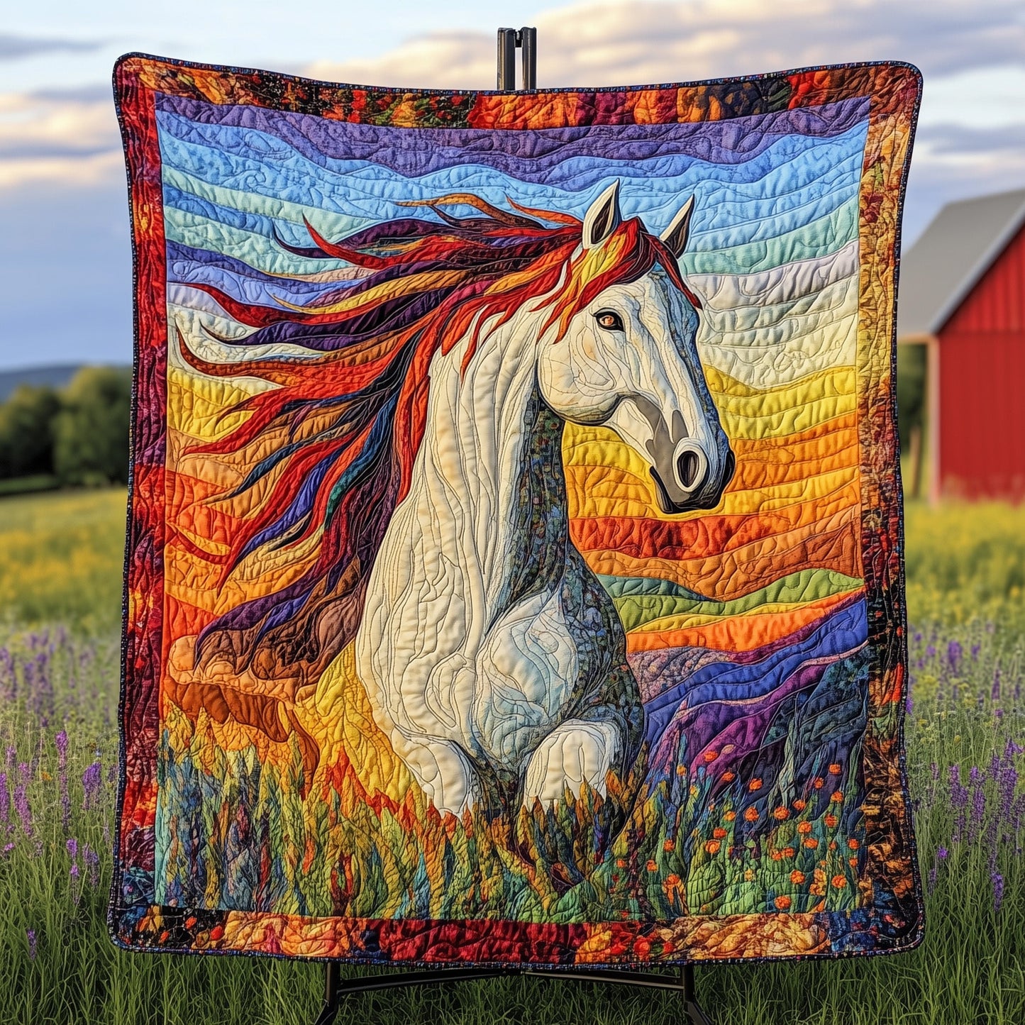 Cheerful Horse Quilted Blanket GFTONL4358