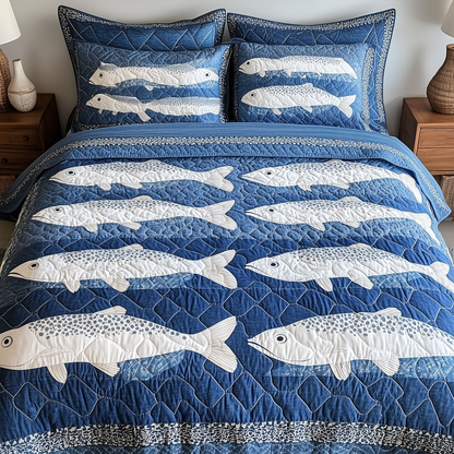 Cheerful Fishes 3-Piece Quilted Bedding Set GFTONL4359