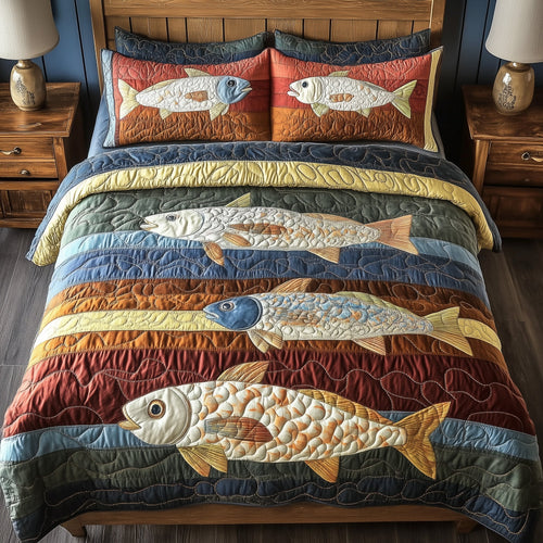 Cheerful Fishes 3-Piece Quilted Bedding Set GFTONL4360