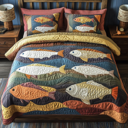 Cheerful Fishes 3-Piece Quilted Bedding Set GFTONL4361