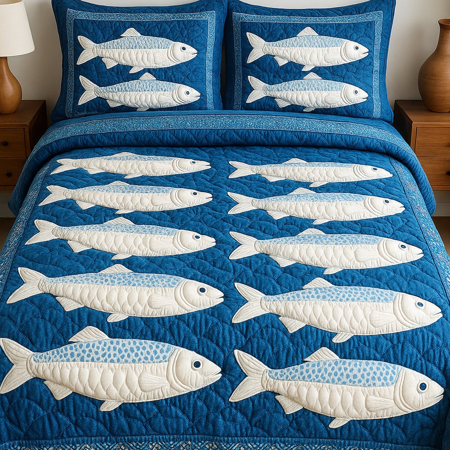 Cheerful Fishes 3-Piece Quilted Bedding Set GFTONL4365