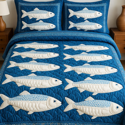 Cheerful Fishes 3-Piece Quilted Bedding Set GFTONL4365