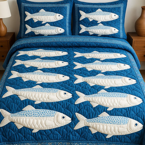Cheerful Fishes 3-Piece Quilted Bedding Set GFTONL4365