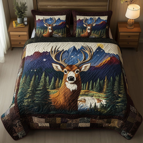 Forest Deer 3-Piece Quilted Bedding Set GFTONL4403