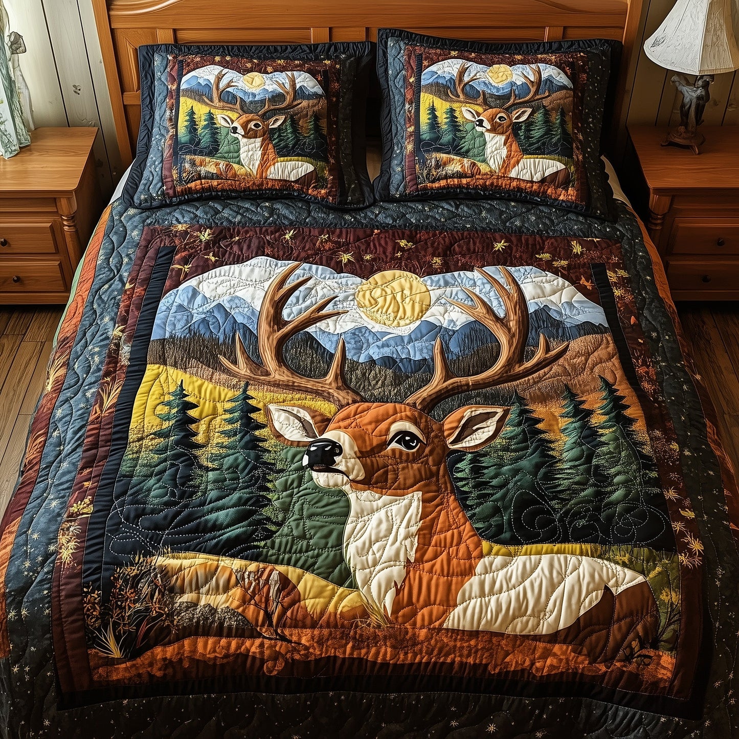 Forest Deer 3-Piece Quilted Bedding Set GFTONL4406