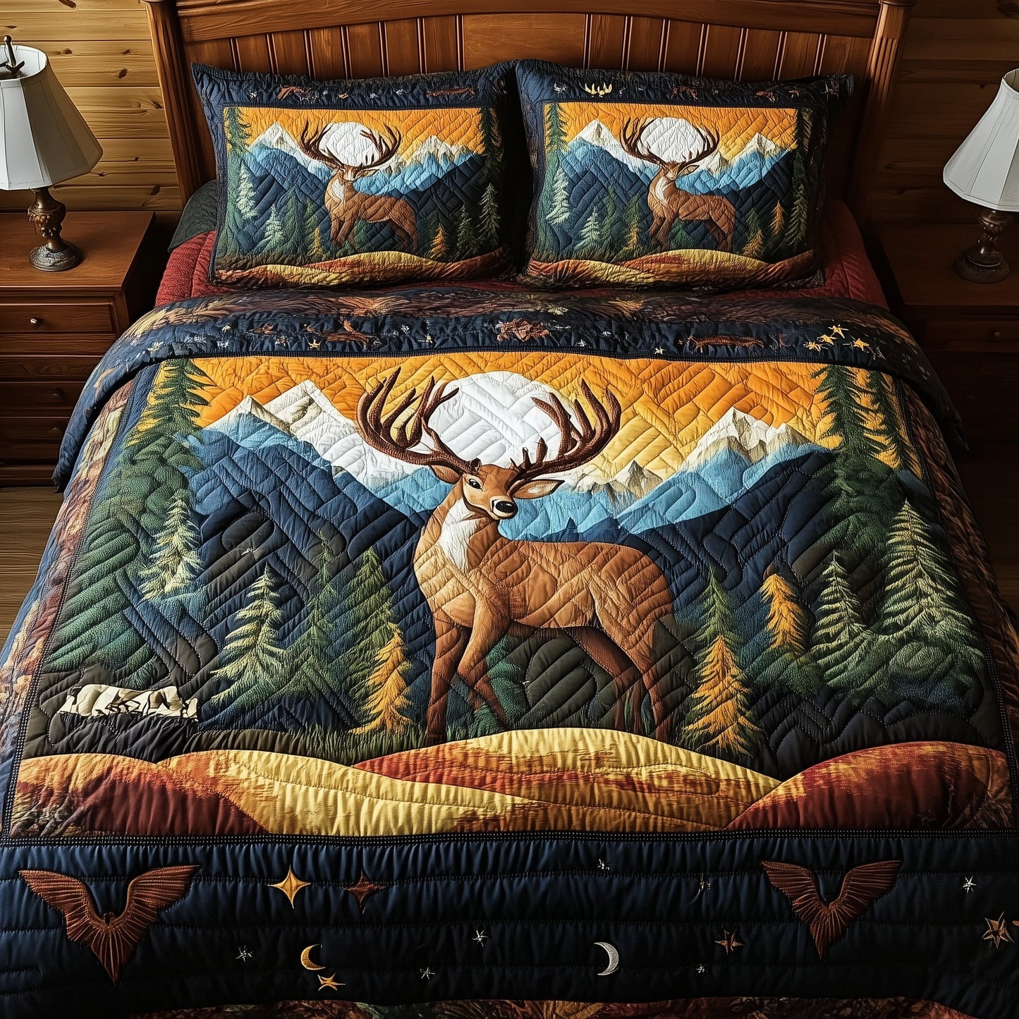 Forest Deer 3-Piece Quilted Bedding Set GFTONL4407