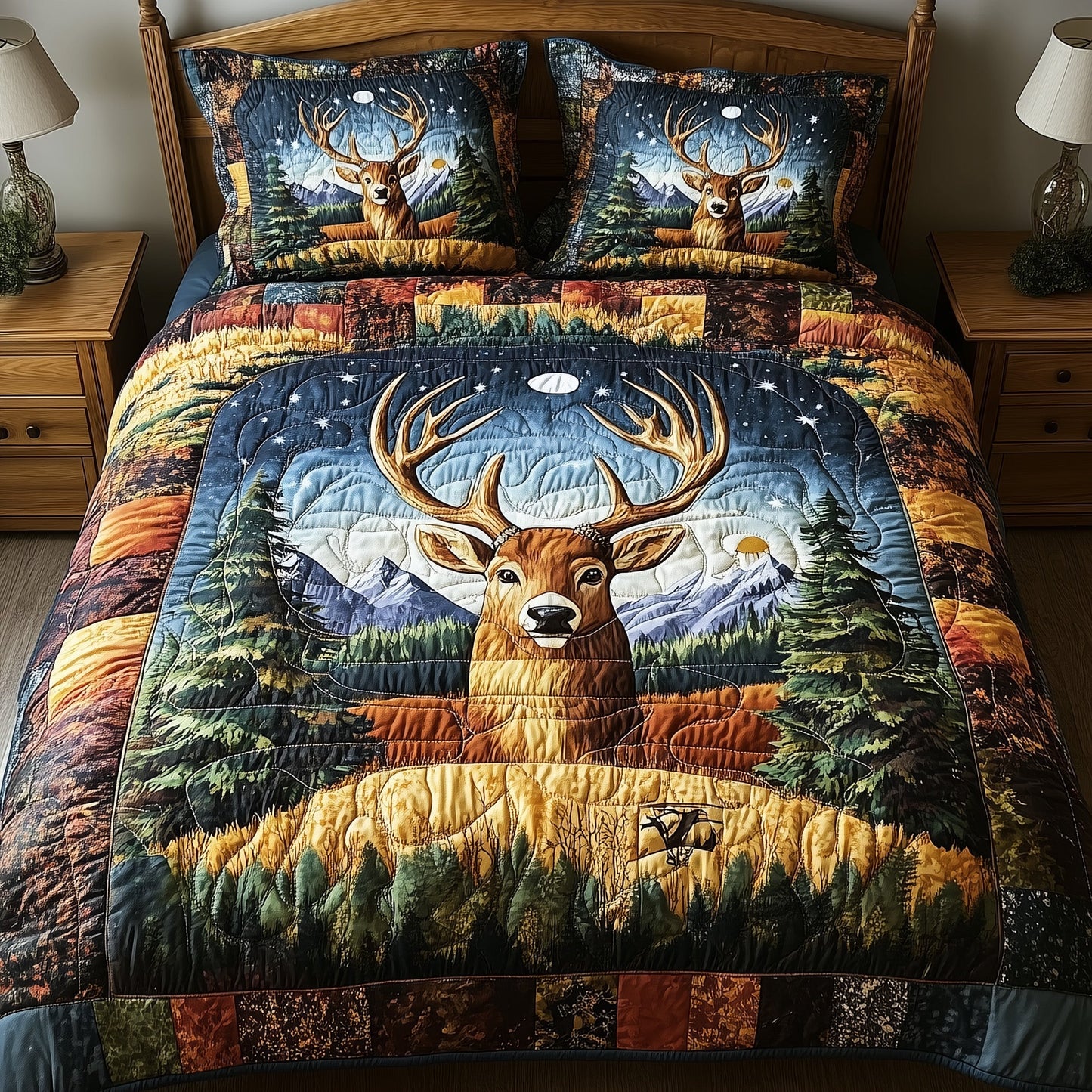 Rustic Deer 3-Piece Quilted Bedding Set GFTONL4408