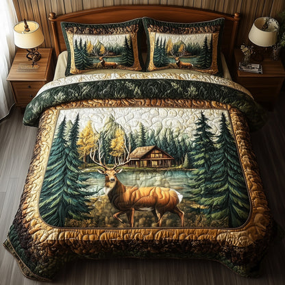 Rustic Deer 3-Piece Quilted Bedding Set GFTONL4410