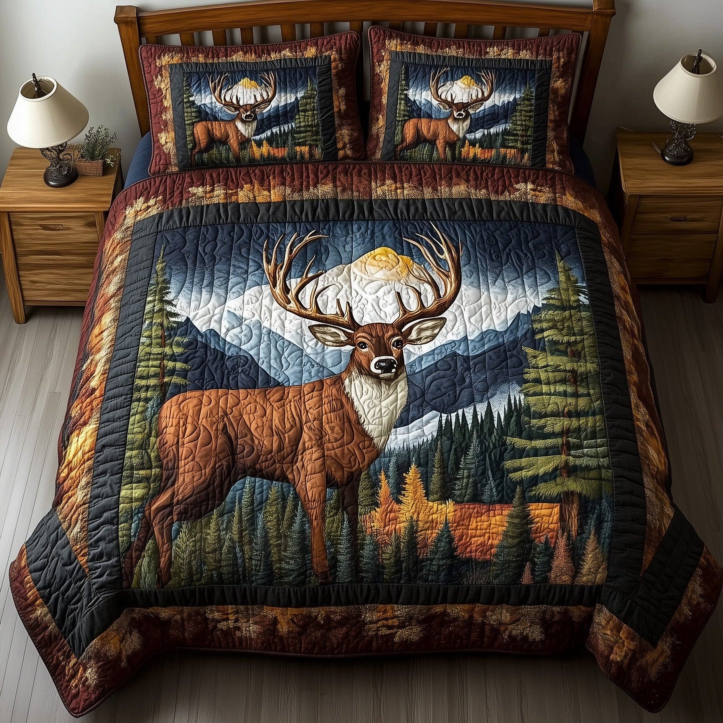 Rustic Deer 3-Piece Quilted Bedding Set GFTONL4412