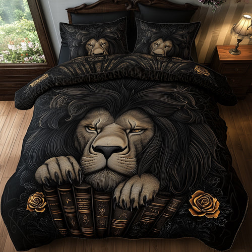 Lion On Books Duvet Cover Set GFTONL4438
