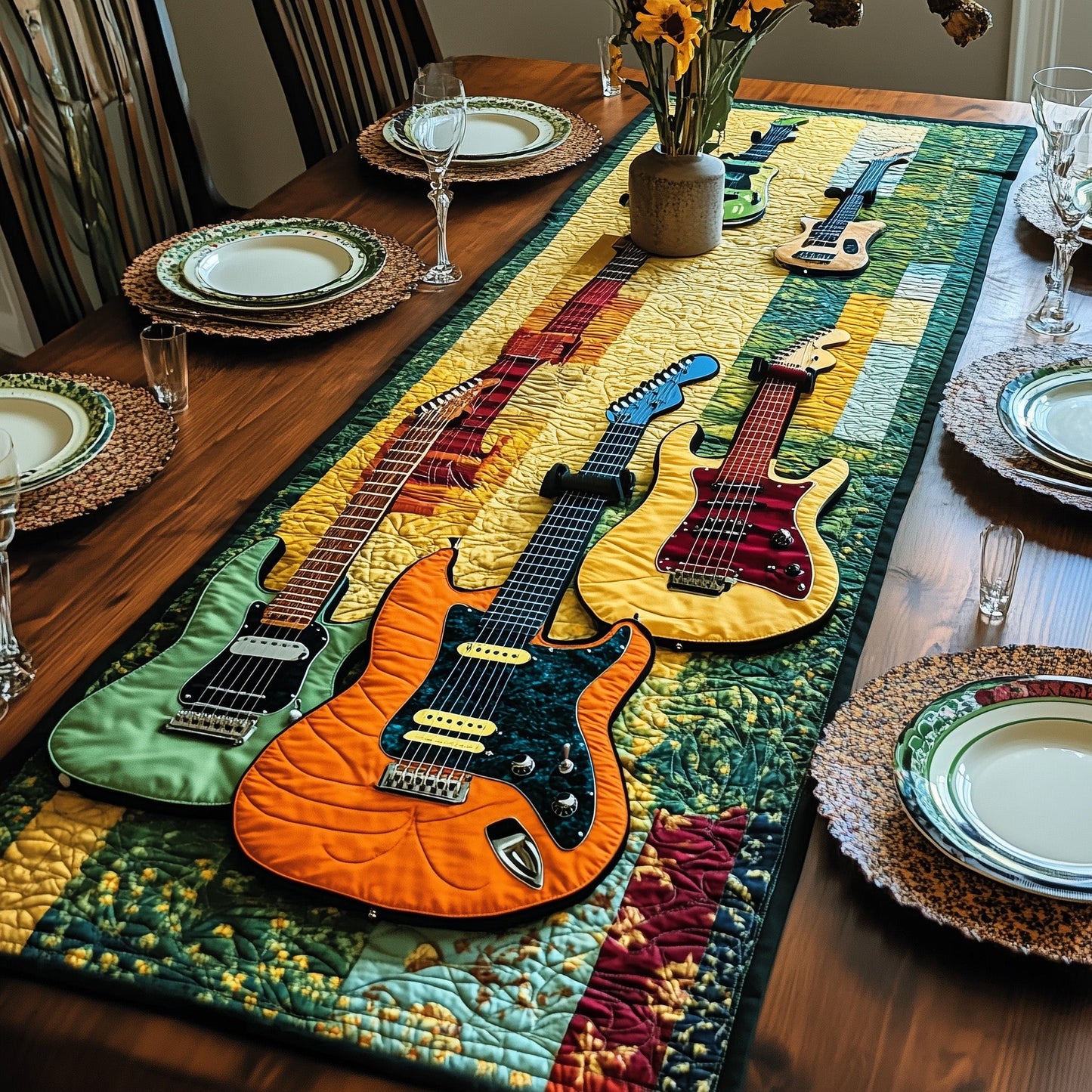 Guitar Charm Quilted Table Runner GFTONL4539