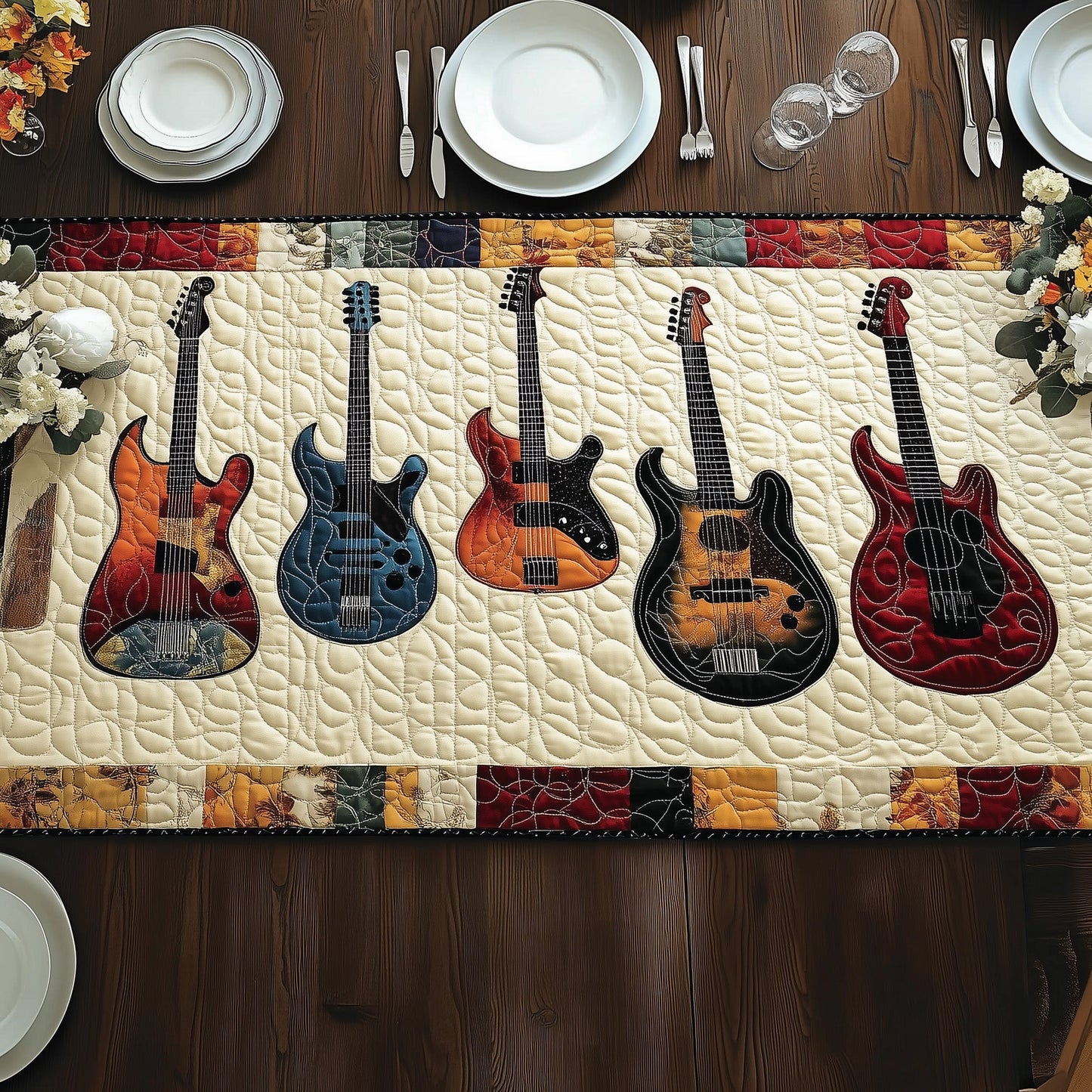 Guitar Charm Quilted Table Runner GFTONL4540