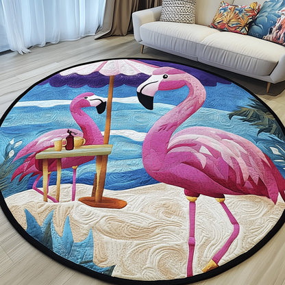 Cheerful Flamingo Quilted Round Mat GFTONL4560