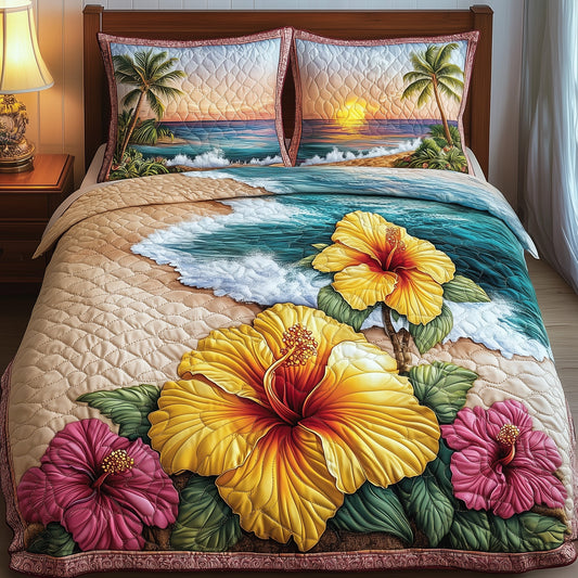 Tropical Blooming 3-Piece Quilted Bedding Set GFTONL4562