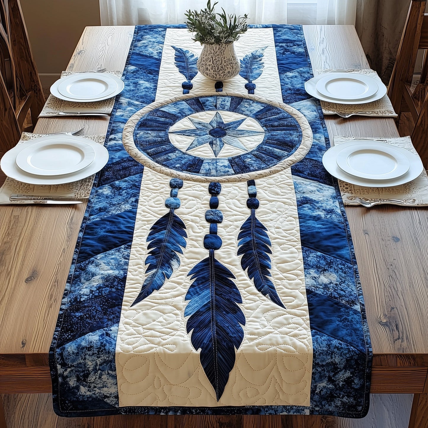 Blue Dreamcatcher Quilted Table Runner GFTONL4669