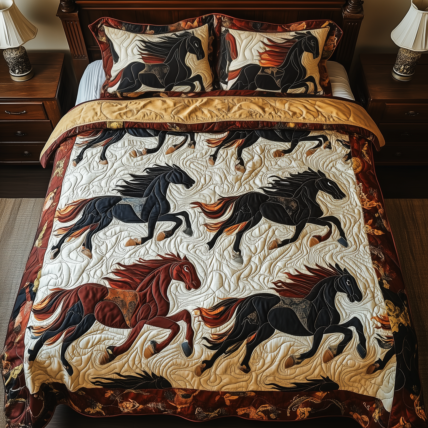Horses of Fortune 3-Piece Quilted Bedding Set GFTONL470