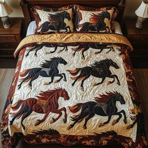 Horses of Fortune 3-Piece Quilted Bedding Set GFTONL470