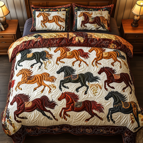 Horses of Fortune 3-Piece Quilted Bedding Set GFTONL471