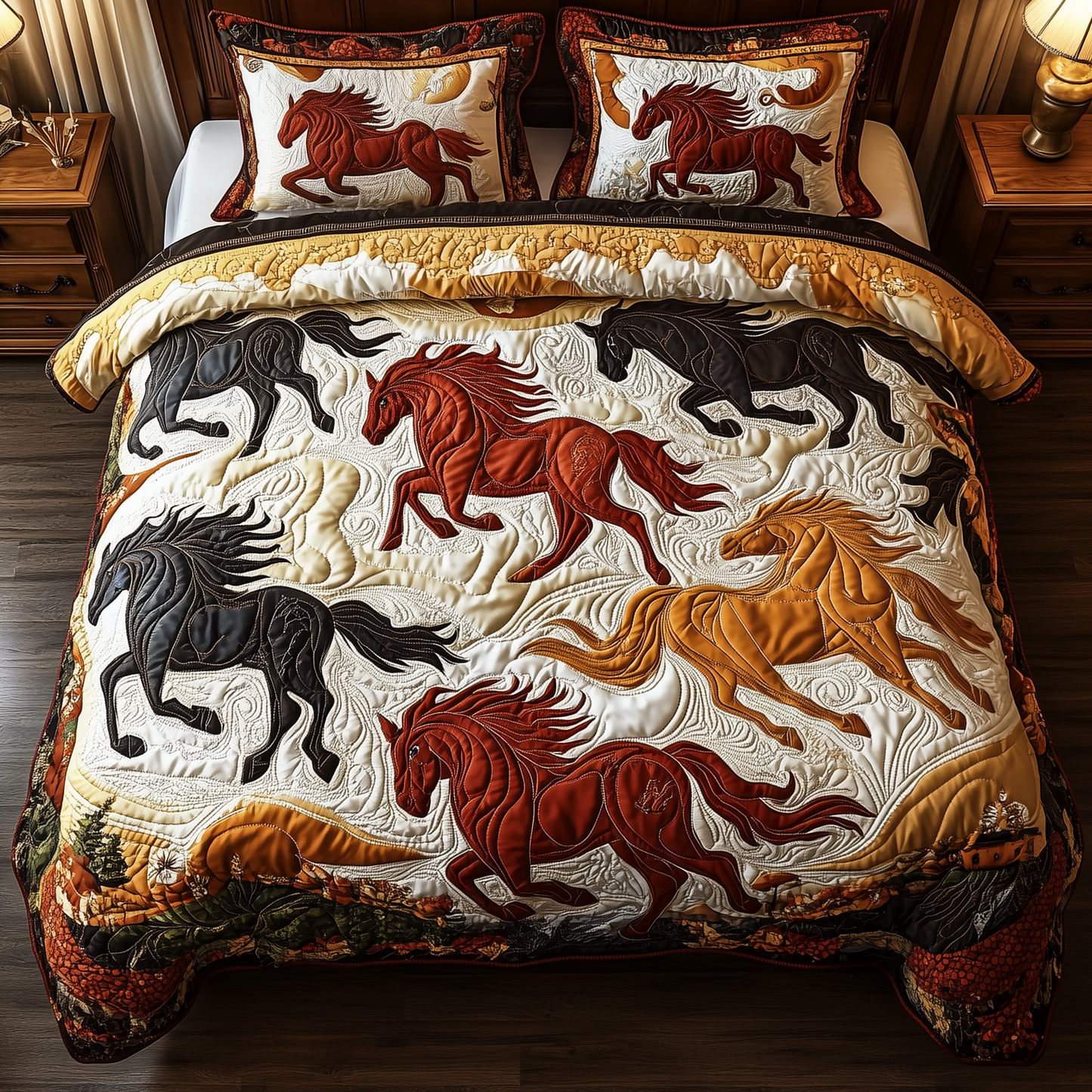 Horses of Fortune 3-Piece Quilted Bedding Set GFTONL472