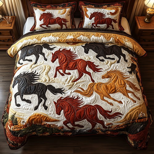 Horses of Fortune 3-Piece Quilted Bedding Set GFTONL472