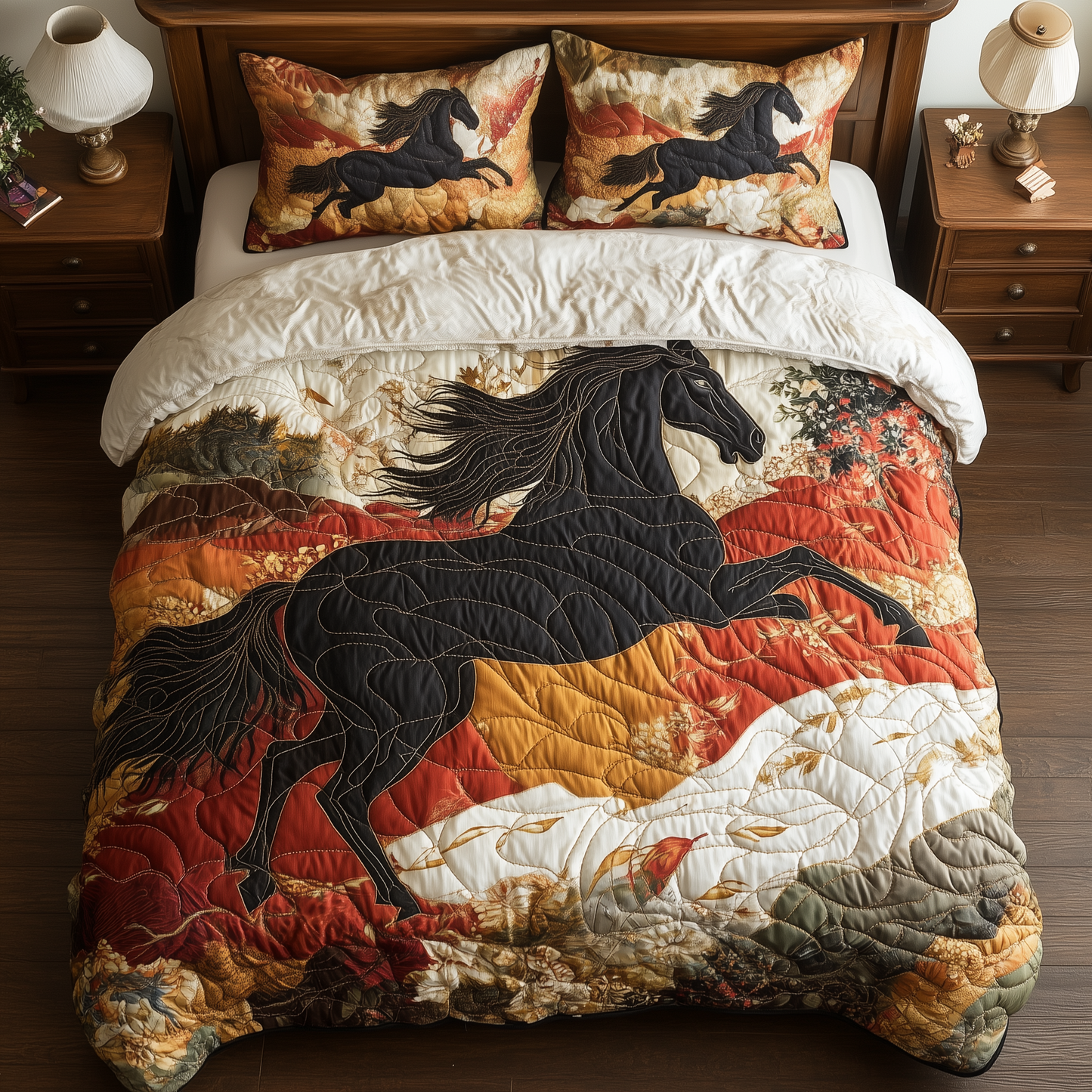 Horses of Fortune 3-Piece Quilted Bedding Set GFTONL473
