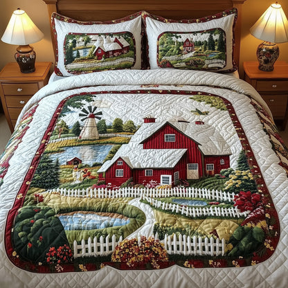 Rustic Farm Scene 3-Piece Quilted Bedding Set GFTONL4743