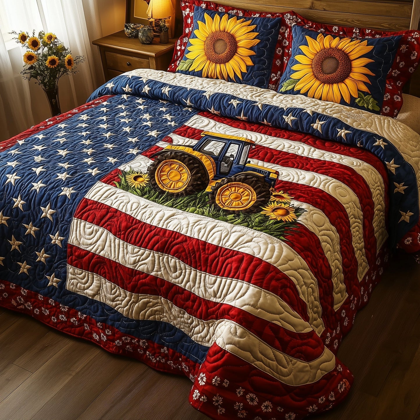 American Tractor 3-Piece Quilted Bedding Set GFTONL4765