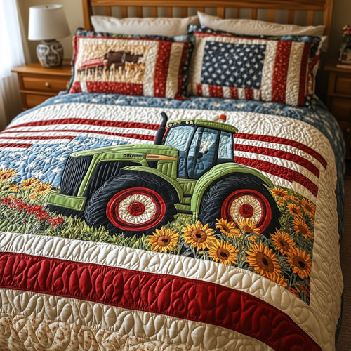 American Tractor 3-Piece Quilted Bedding Set GFTONL4766