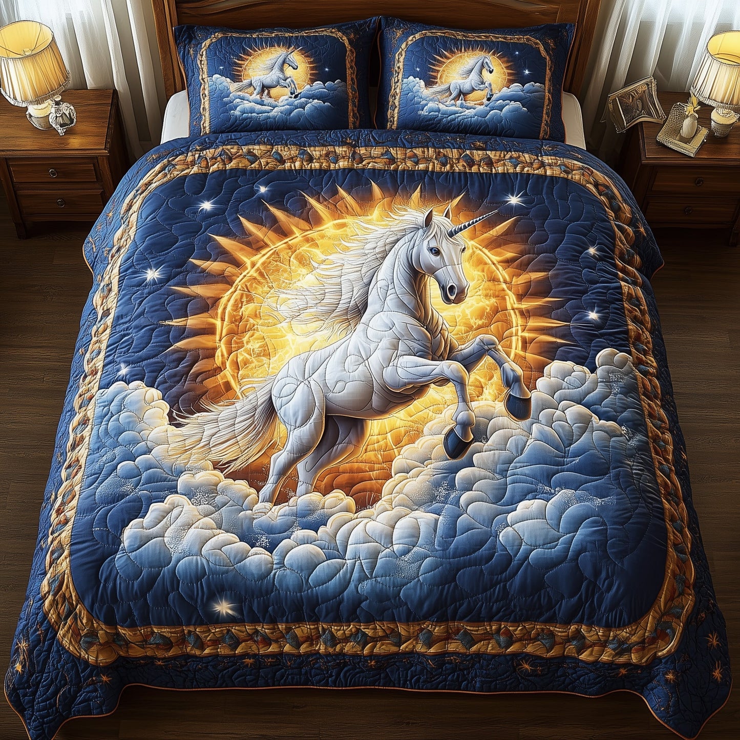 Horse Sunshine 3-Piece Quilted Bedding Set GFTONL4819