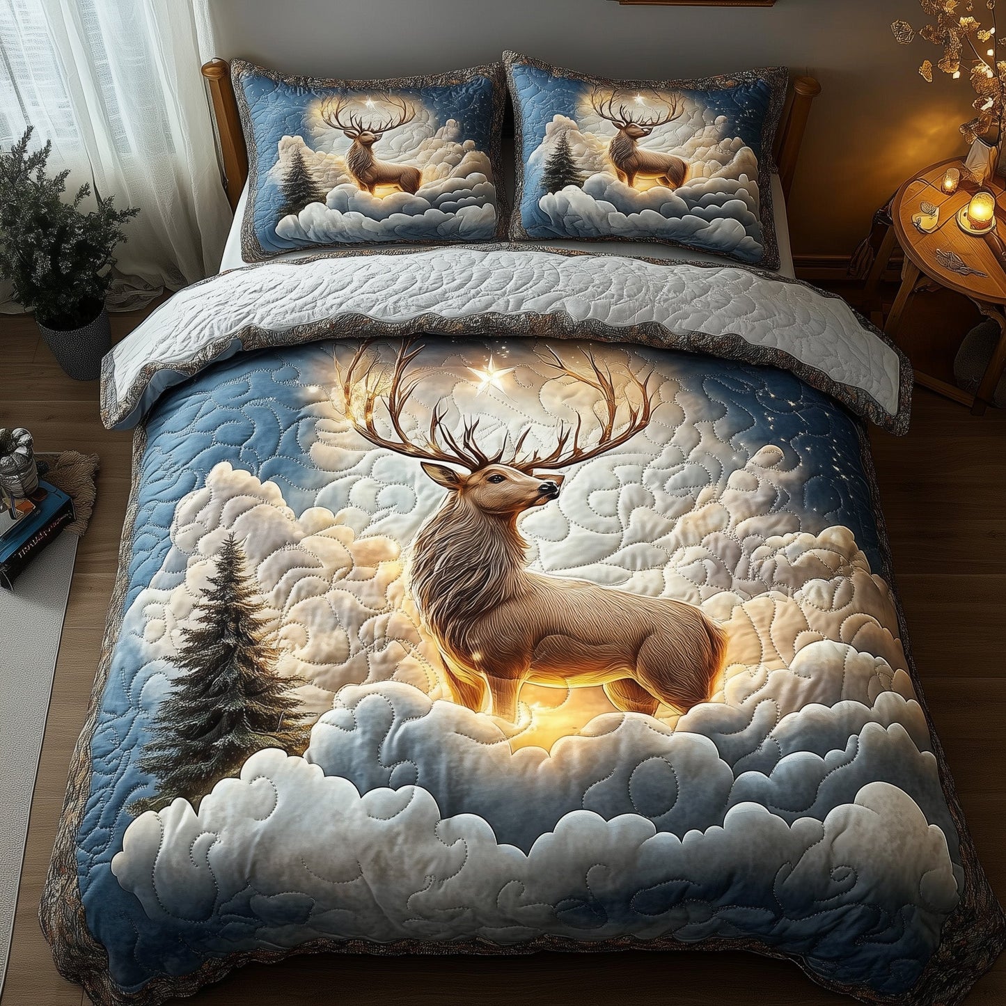 Heaven Deer 3-Piece Quilted Bedding Set GFTONL4823