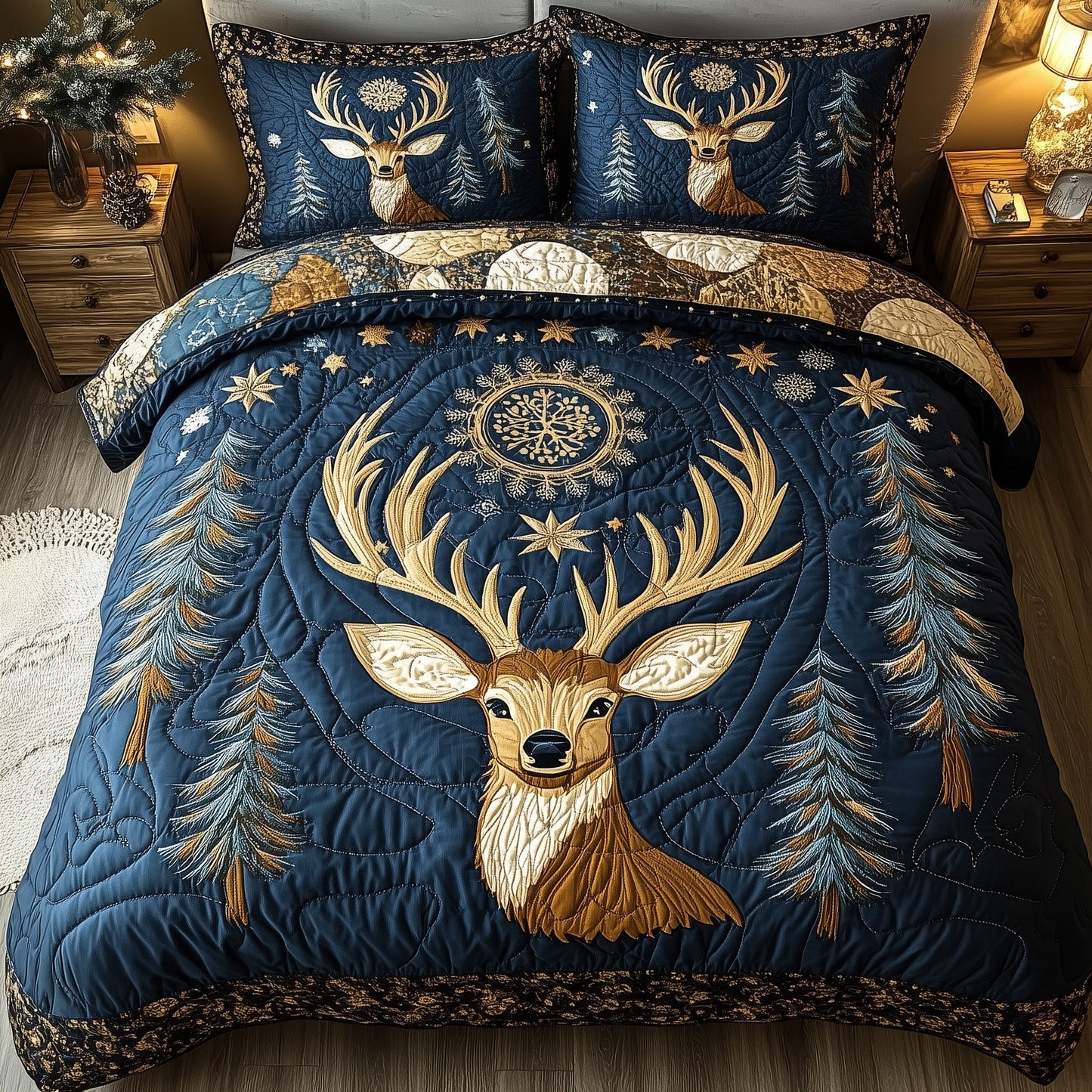 Deer Charm 3-Piece Quilted Bedding Set GFTONL4826