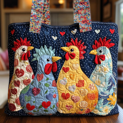 Funky Chicken Quilted Tote Bag