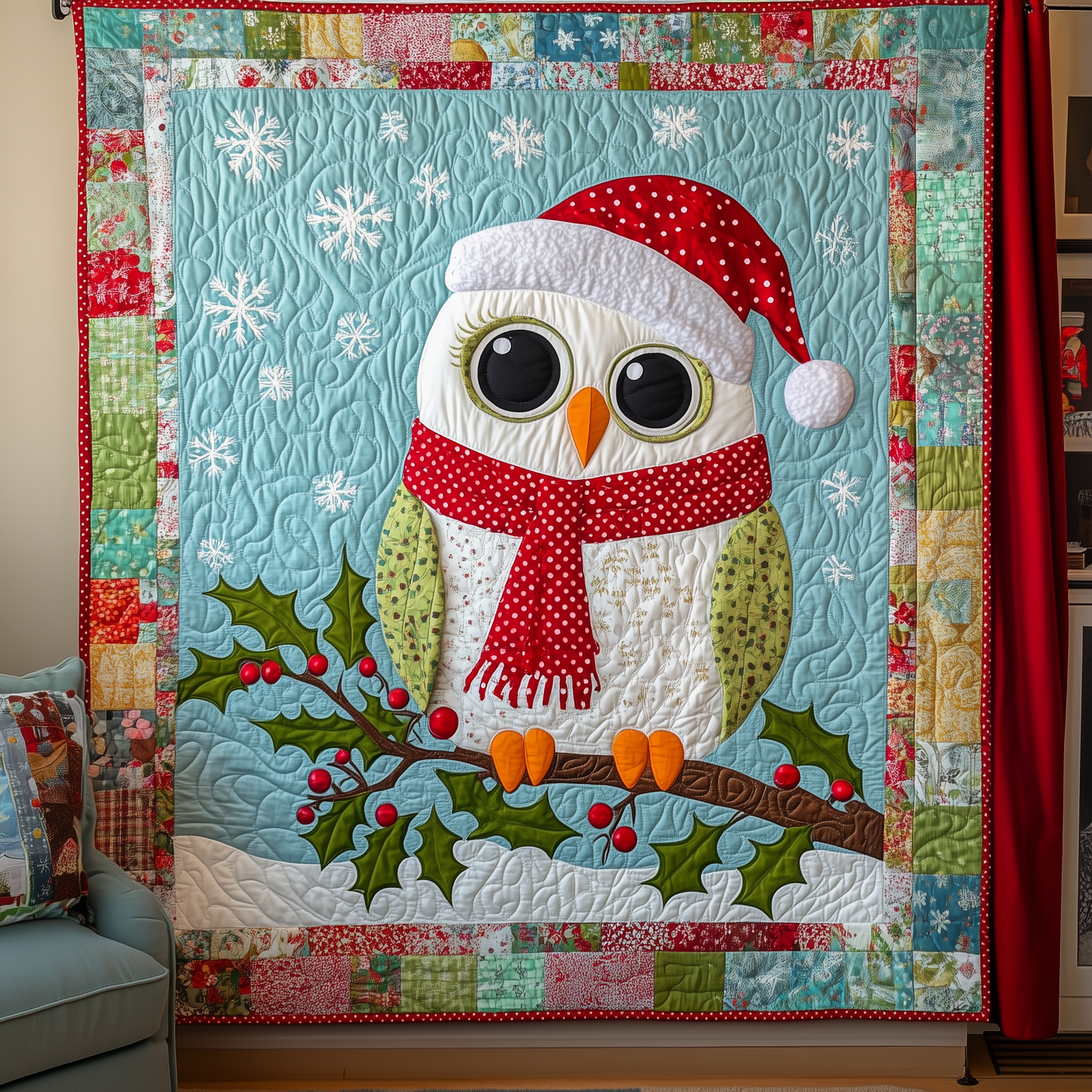 Festive Owl Quilted Blanket GFTONL482